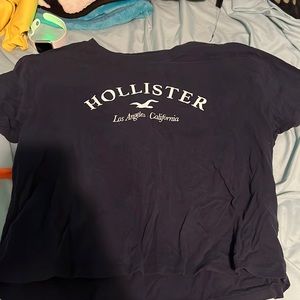 Blue and white Hollister crop shirt